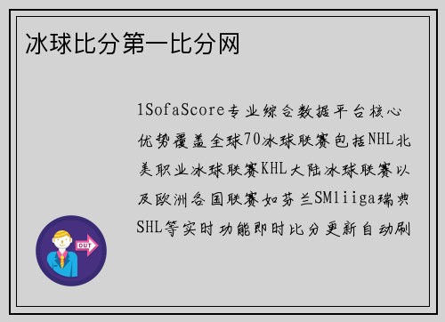 冰球比分第一比分网